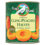 PEACE BRAND CLING PEACHES HALVES 822G